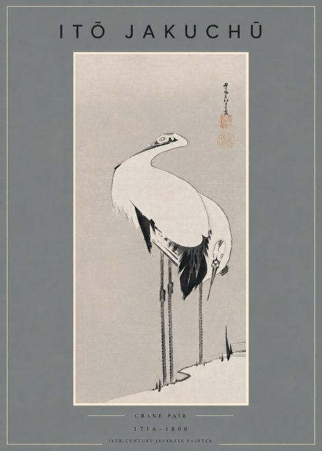 Itō Jakuchū Crane Pair No4 - Plakát