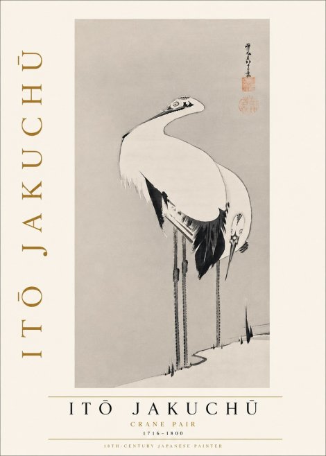 Itō Jakuchū Crane Pair No5 - Plakát