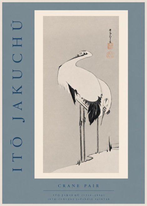 Itō Jakuchū Crane Pair No6 - Plakát