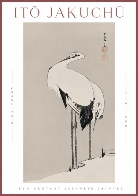 Itō Jakuchū Crane Pair No7 - Plakát