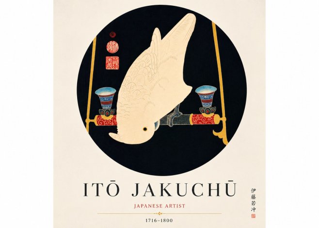 Itō Jakuchū White Cockatoo No6 - Plakát