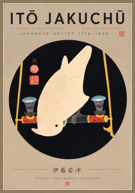 Itō Jakuchū White Cockatoo No7 - Plakát