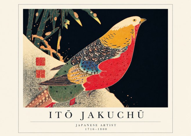 Itō Jakuchū Golden Pheasant and Bamboo No1 - Plakát