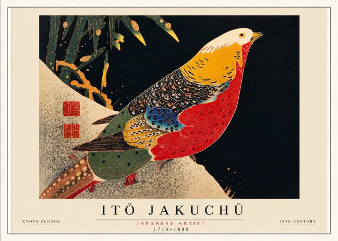 Itō Jakuchū Golden Pheasant and Bamboo No3 - Plakát