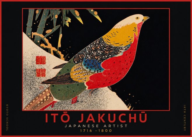 Itō Jakuchū Golden Pheasant and Bamboo No4 - Plakát