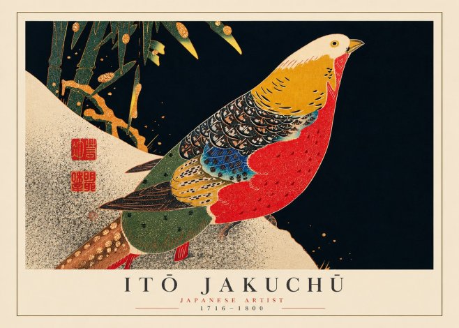 Itō Jakuchū Golden Pheasant and Bamboo No5 - Plakát