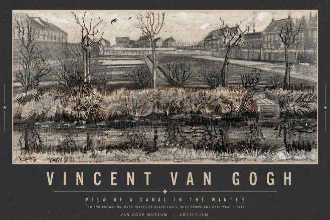 Van Gogh View of a Canal in the Winter No5 - Plakát