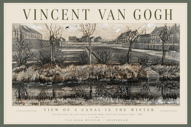 Van Gogh View of a Canal in the Winter No6 - Plakát