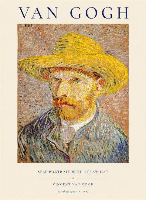 Van Gogh Self-portrait with Straw Hat I No1 - Plakát
