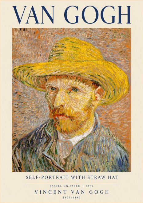 Van Gogh Self-portrait with Straw Hat I No3 - Plakát