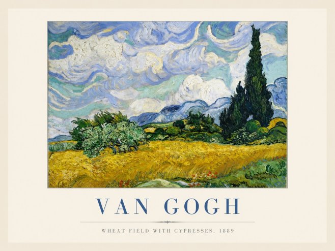 Van Gogh Wheat Field with Cypresses, 1889 No1 - Plakát