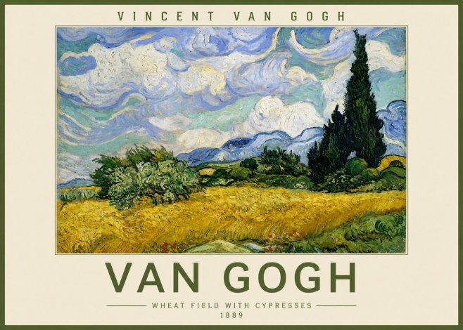 Van Gogh Wheat Field with Cypresses, 1889 No2 - Plakát