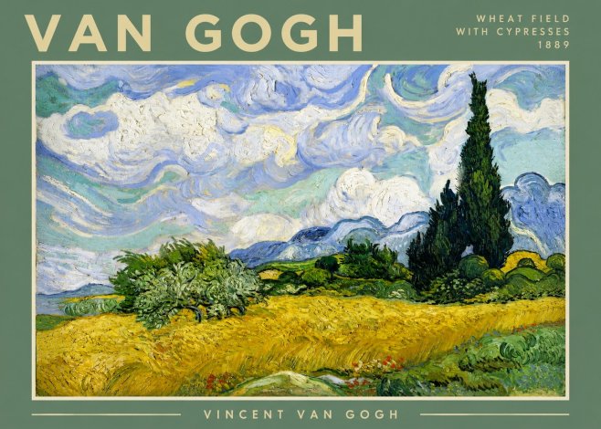 Van Gogh Wheat Field with Cypresses, 1889 No3 - Plakát