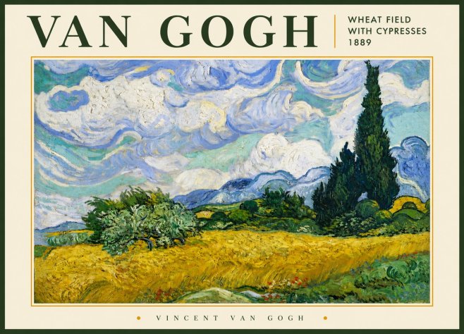 Van Gogh Wheat Field with Cypresses, 1889 No5 - Plakát