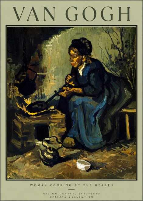 Van Gogh Woman Cooking by the Hearth No2 - Plakát