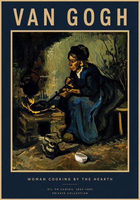 Van Gogh Woman Cooking by the Hearth No4 - Plakát