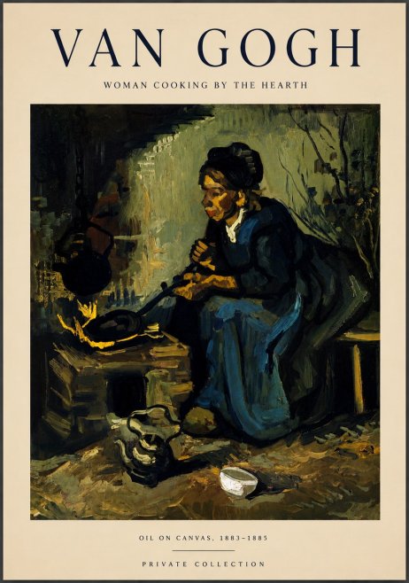 Van Gogh Woman Cooking by the Hearth No5 - Plakát