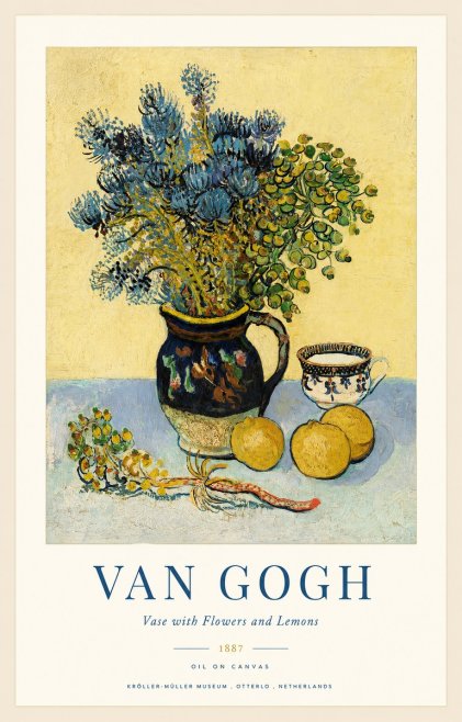 Van Gogh Vase with Flowers and Lemons No1 - Plakát