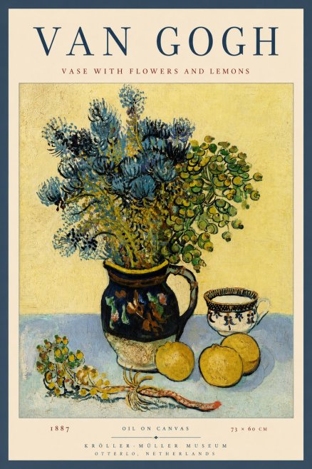 Van Gogh Vase with Flowers and Lemons No2 - Plakát