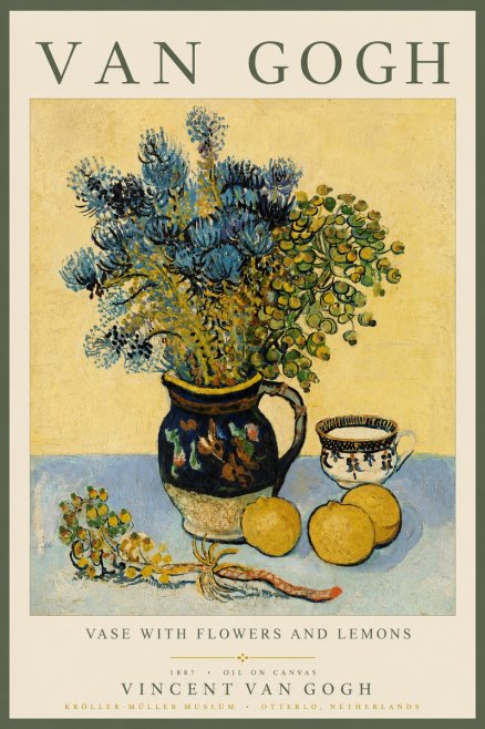 Van Gogh Vase with Flowers and Lemons No3 - Plakát