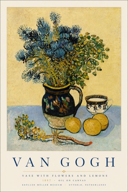 Van Gogh Vase with Flowers and Lemons No4 - Plakát