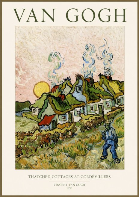 Van Gogh Cottages with Thatched Roofs No2 - Plakát
