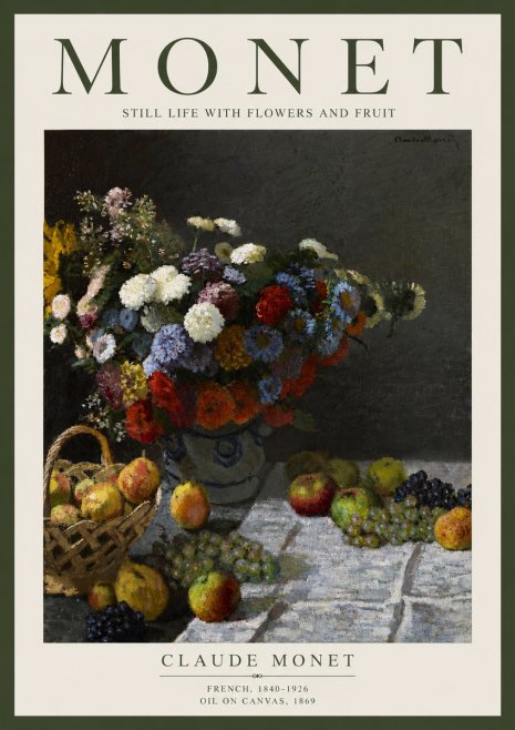 Monet Still Life with Flowers and Fruit No4 - Plakát