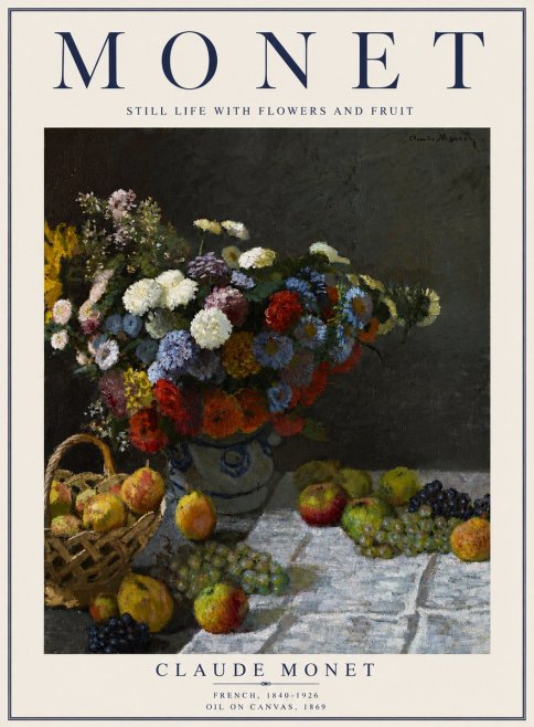Monet Still Life with Flowers and Fruit No6 - Plakát