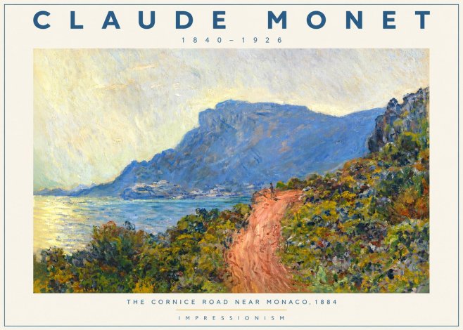 Monet The Cornice Road Near Monaco No2 - Plakát