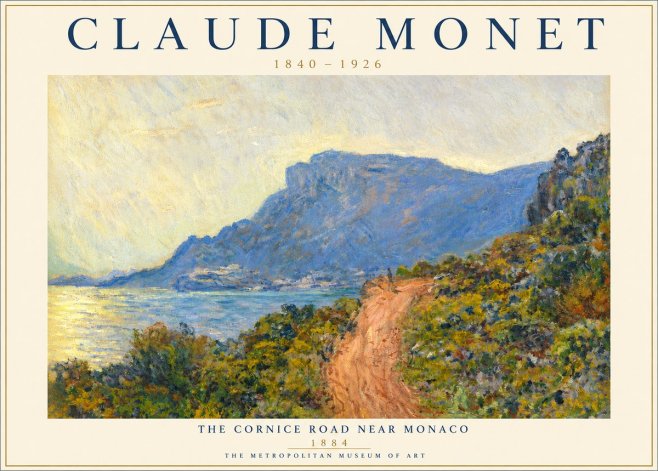 Monet The Cornice Road Near Monaco No3 - Plakát