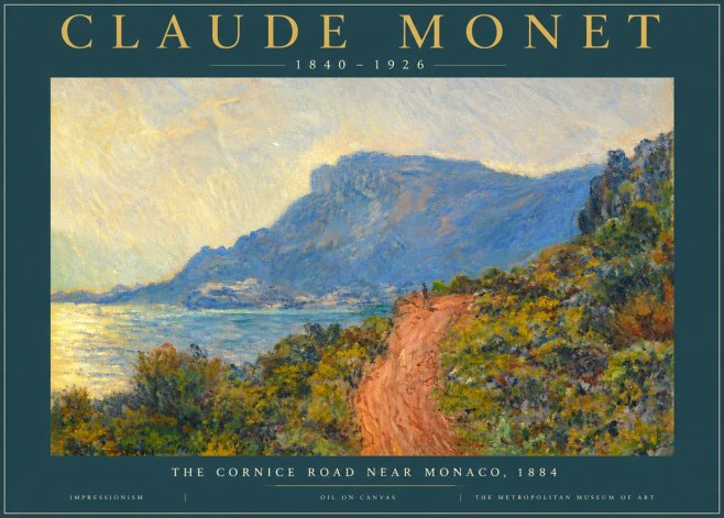 Monet The Cornice Road Near Monaco No4 - Plakát
