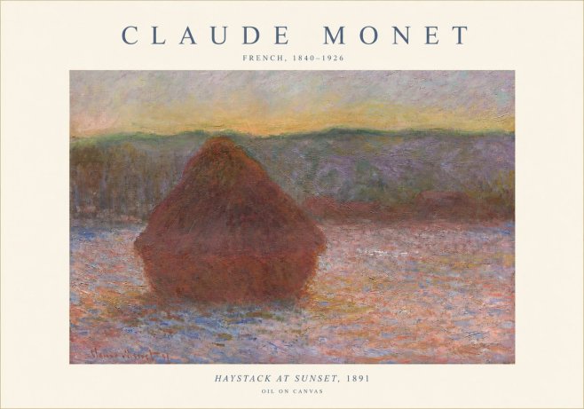 Monet Haystack at Sunset, 1891 No1 - Plakát