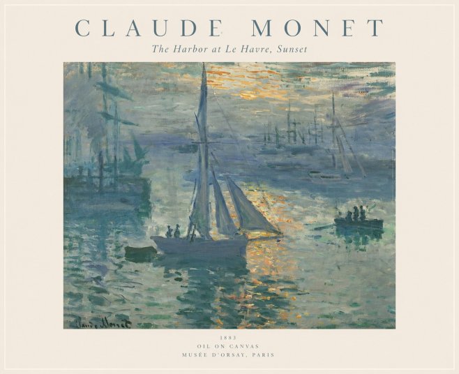 Monet The Harbor at Le Havre, Sunset No1 - Plakát