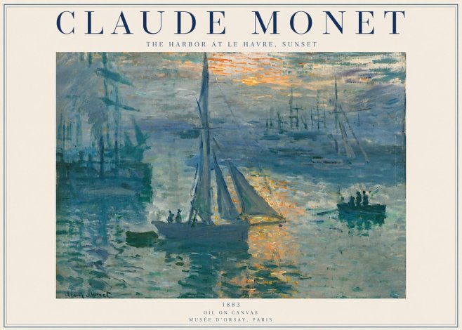 Monet The Harbor at Le Havre, Sunset No2 - Plakát