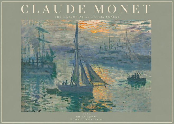 Monet The Harbor at Le Havre, Sunset No3 - Plakát