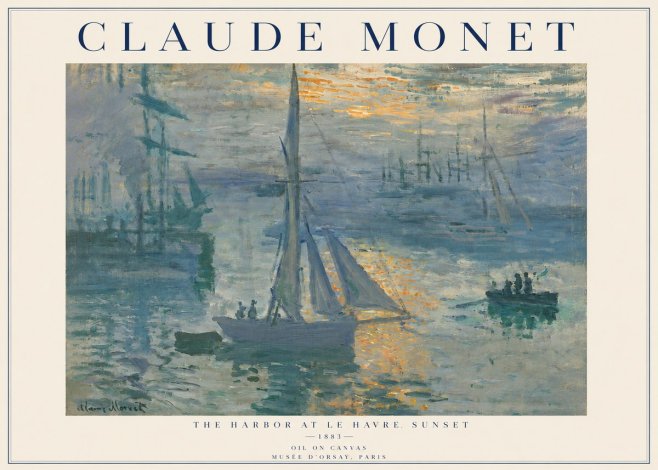 Monet The Harbor at Le Havre, Sunset No4 - Plakát