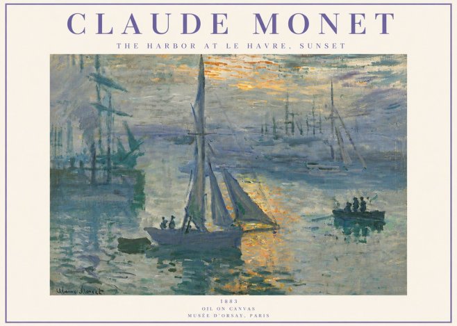 Monet The Harbor at Le Havre, Sunset No6 - Plakát