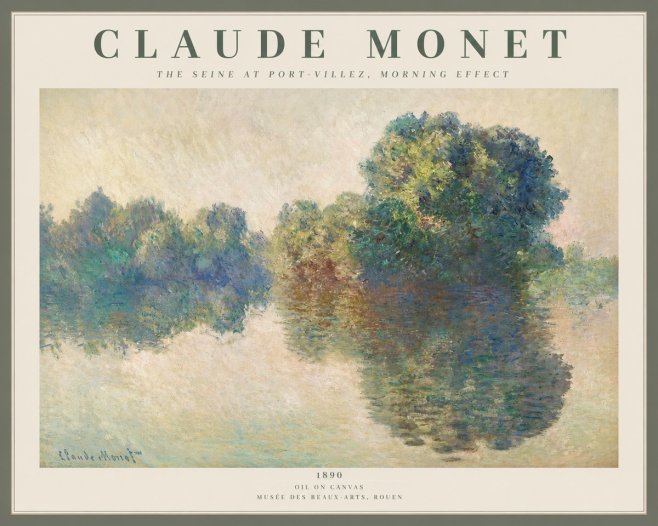 Monet The Seine at Port-villez, Morning Effect No2 - Plakát