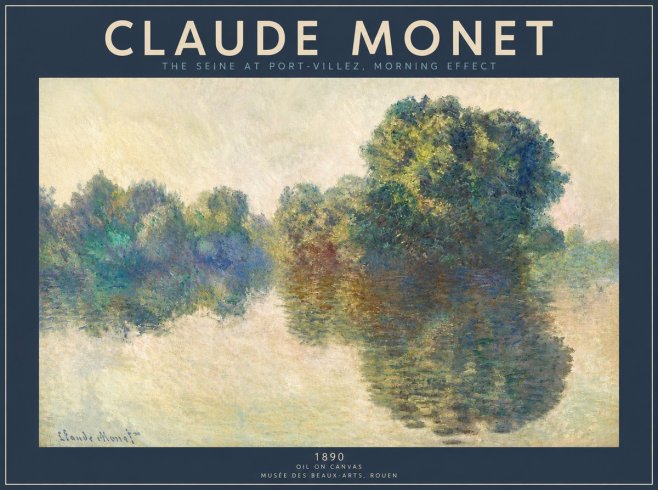 Monet The Seine at Port-villez, Morning Effect No3 - Plakát