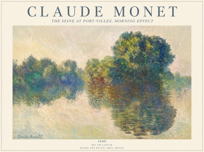 Monet The Seine at Port-villez, Morning Effect No4 - Plakát