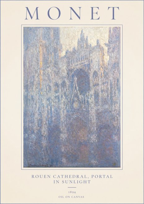 Monet Rouen Cathedral, Portal in Sunlight No1 - Plakát