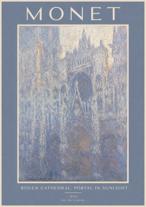 Monet Rouen Cathedral, Portal in Sunlight No2 - Plakát