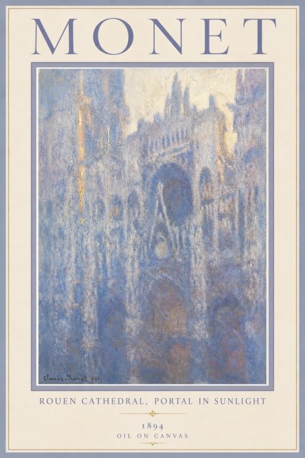 Monet Rouen Cathedral, Portal in Sunlight No5 - Plakát