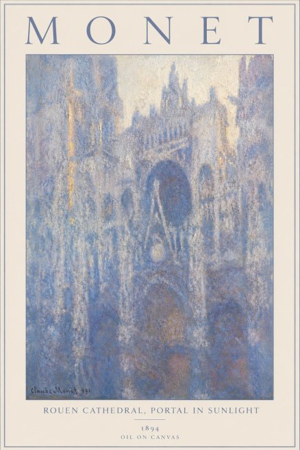 Monet Rouen Cathedral, Portal in Sunlight No6 - Plakát