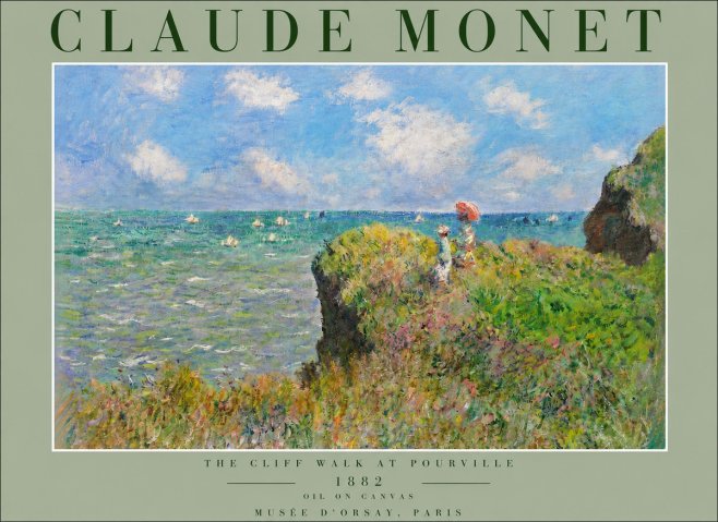 Monet The Cliff Walk at Pourville No3 - Plakát