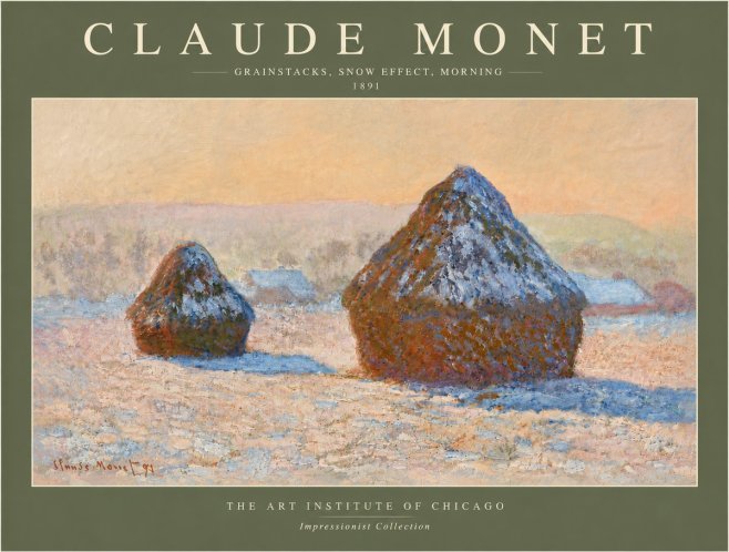 Monet Grainstacks, Snow Effect, Morning No6 - Plakát