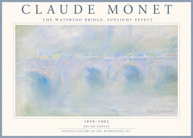 Monet The Waterloo Bridge, Sunlight Effect No5 - Plakát