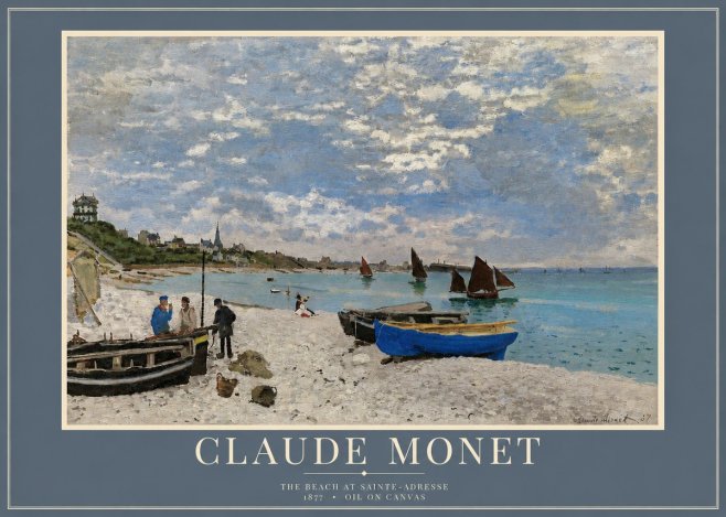 Monet The Beach at Sainte-adresse I No3 - Plakát