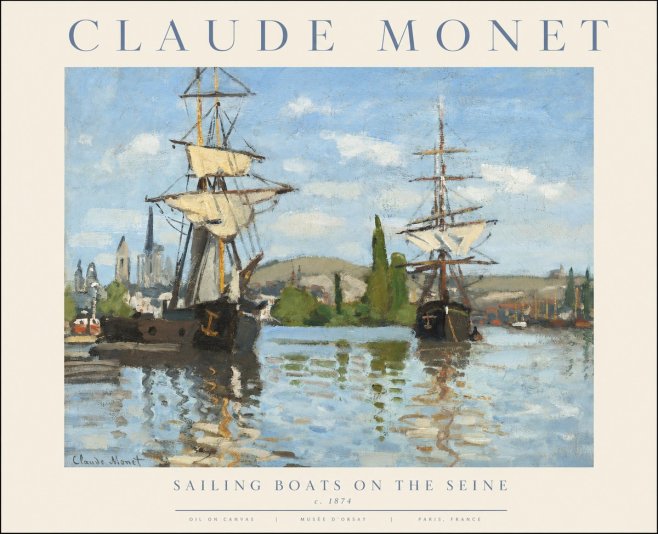 Monet Sailing Boats on the Seine No1 - Plakát
