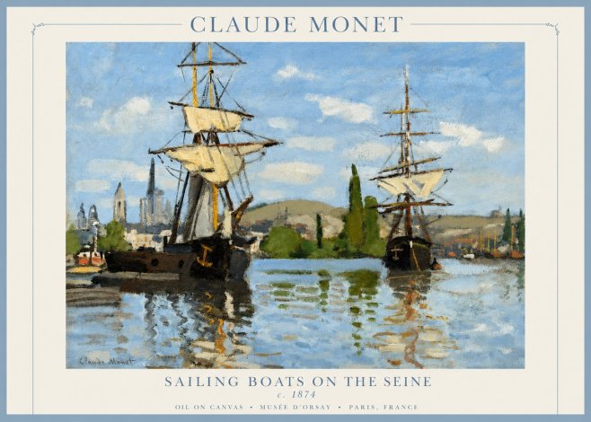 Monet Sailing Boats on the Seine No2 - Plakát